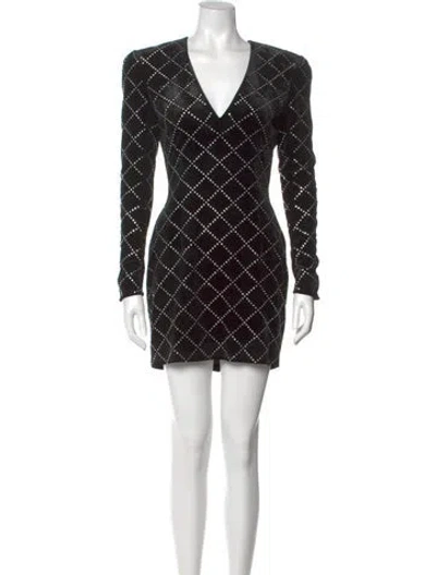 Pre-owned Balmain Printed Mini Dress In Black