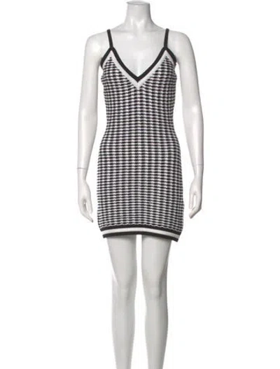 Pre-owned Balmain Printed Mini Dress In Black