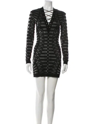 Pre-owned Balmain Printed Mini Dress In Black