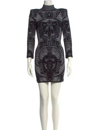 Pre-owned Balmain Printed Mini Dress In Black