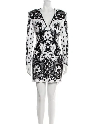 Pre-owned Balmain Printed Mini Dress In Black
