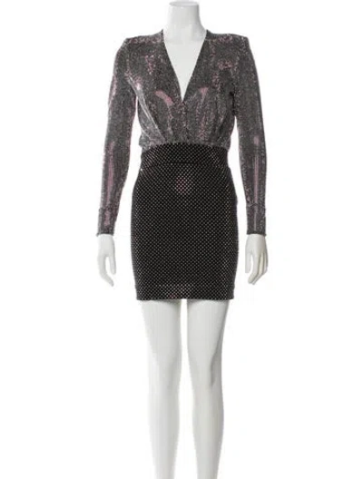 Pre-owned Balmain Printed Mini Dress In Black