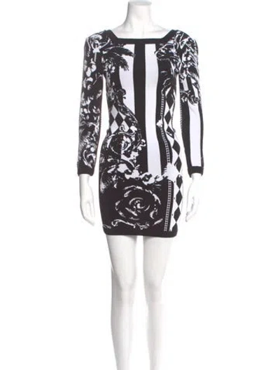 Pre-owned Balmain Printed Mini Dress In Black
