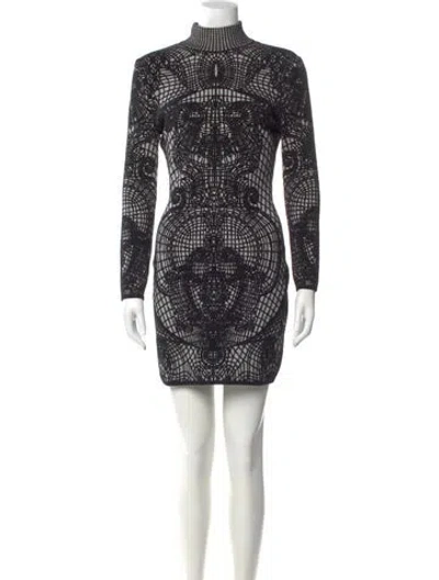 Pre-owned Balmain Printed Mini Dress In Black
