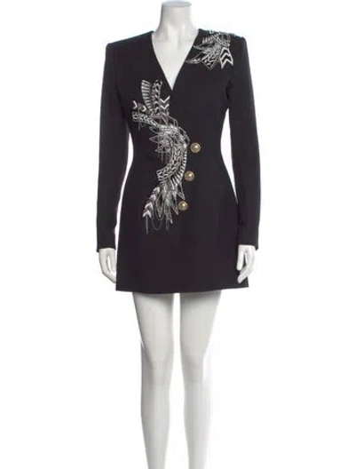 Pre-owned Balmain Printed Mini Dress In Black