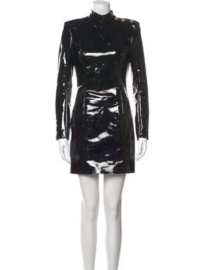 Pre-owned Balmain Printed Mini Dress In Black