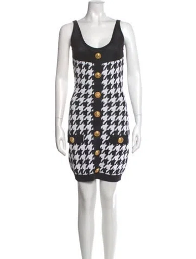 Pre-owned Balmain Printed Mini Dress In Black