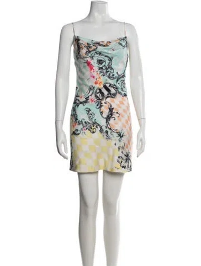Pre-owned Balmain Printed Mini Dress In Black