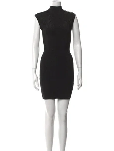 Pre-owned Balmain Printed Mini Dress In Black