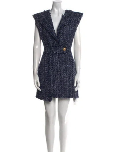 Pre-owned Balmain Printed Mini Dress In Blue/metallic