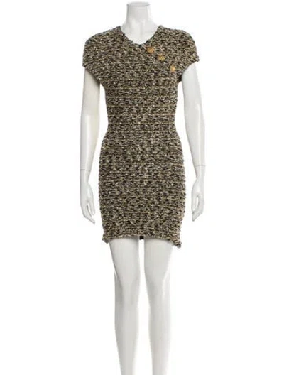 Pre-owned Balmain Printed Mini Dress In Gold