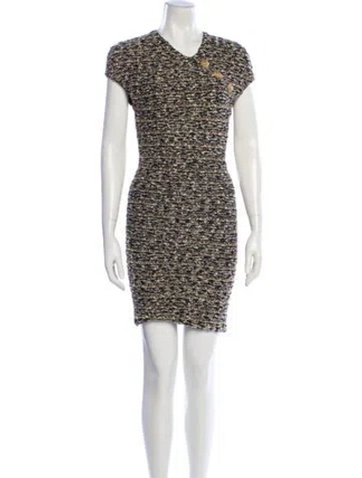 Pre-owned Balmain Printed Mini Dress In Gold