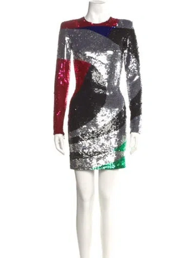 Pre-owned Balmain Printed Mini Dress In Multi