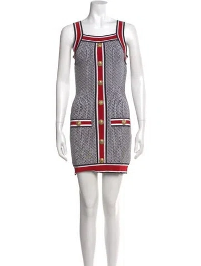 Pre-owned Balmain Printed Mini Dress In Multi