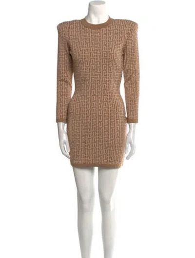 Pre-owned Balmain Printed Mini Dress In Neutral