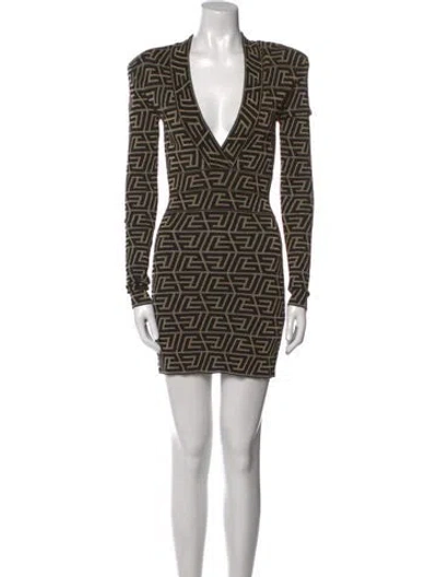 Pre-owned Balmain Printed Mini Dress In Neutral