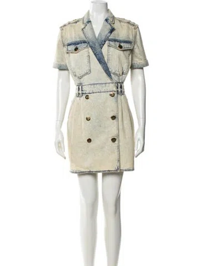 Pre-owned Balmain Printed Mini Dress In Neutral
