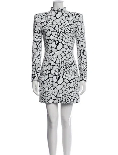 Pre-owned Balmain Printed Mini Dress In Neutral