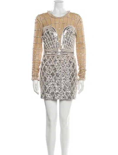 Pre-owned Balmain Printed Mini Dress In Neutral