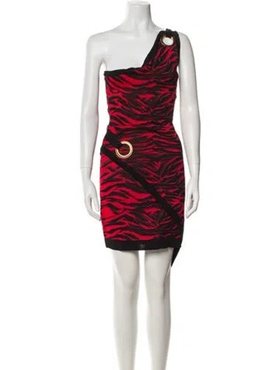 Pre-owned Balmain Printed Mini Dress In Red