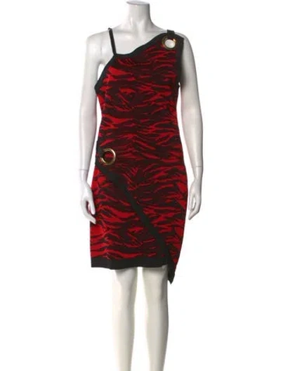 Pre-owned Balmain Printed Mini Dress In Red
