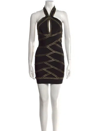 Pre-owned Balmain Printed Mini Dress W/ Tags In Black