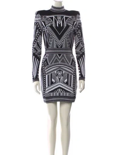 Pre-owned Balmain Printed Mini Dress W/ Tags In Black