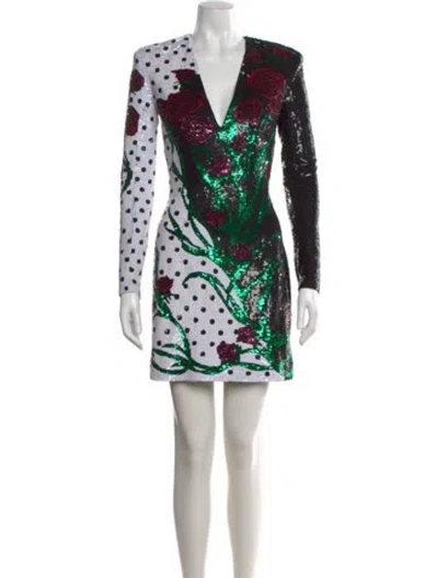 Pre-owned Balmain Printed Mini Dress W/ Tags In Black