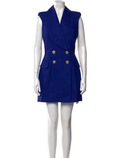 Pre-owned Balmain Printed Mini Dress W/ Tags In Blue