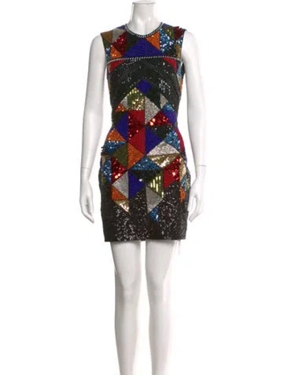 Pre-owned Balmain Printed Mini Dress W/ Tags In Multi