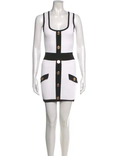 Pre-owned Balmain Printed Mini Dress W/ Tags In White