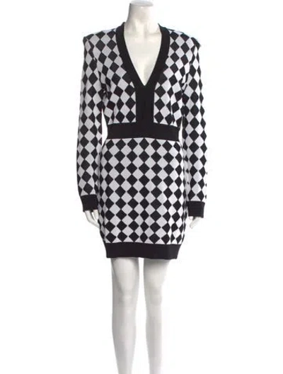 Pre-owned Balmain Printed Mini Dress In White