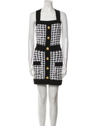 Pre-owned Balmain Printed Mini Dress In White