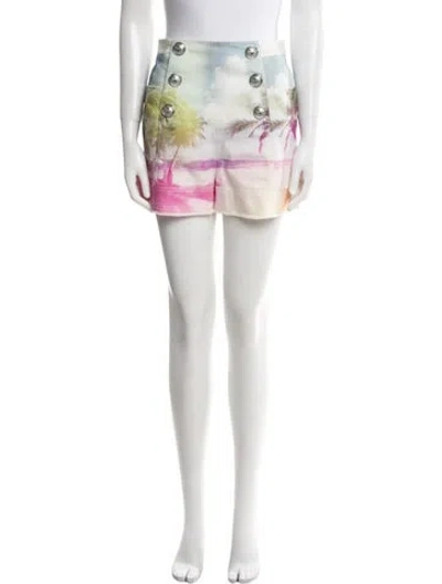 Pre-owned Balmain Printed Mini Shorts In Blue