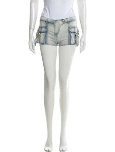 Pre-owned Balmain Printed Mini Shorts In Blue