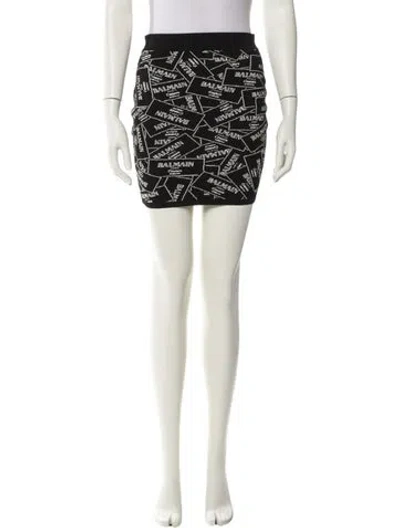 Pre-owned Balmain Printed Mini Skirt In Black