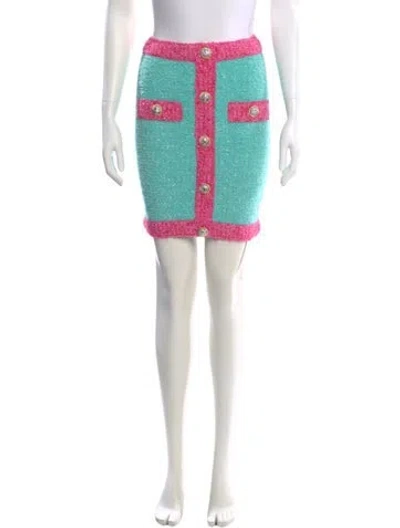 Pre-owned Balmain Printed Mini Skirt In Multi