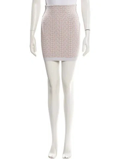 Pre-owned Balmain Printed Mini Skirt In Neutral
