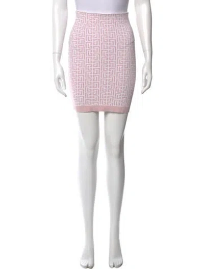 Pre-owned Balmain Printed Mini Skirt In Pink