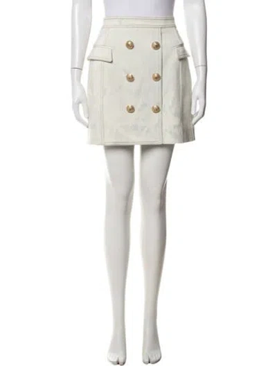 Pre-owned Balmain Printed Mini Skirt W/ Tags In White