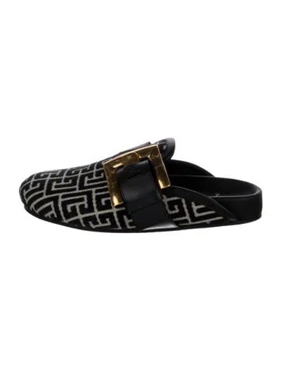 Pre-owned Balmain Printed Mules In Black