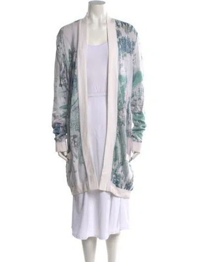 Pre-owned Balmain Printed Open Front Sweater In White