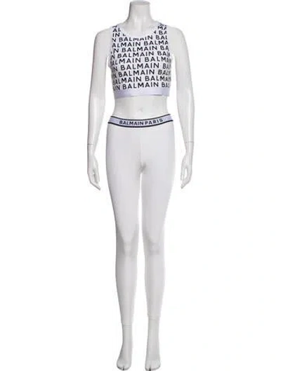 Pre-owned Balmain Printed Pant Set In White