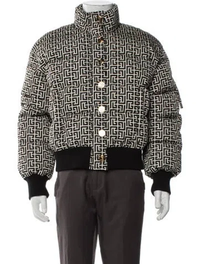 Pre-owned Balmain Printed Puffer Coat W/ Tags In Gray