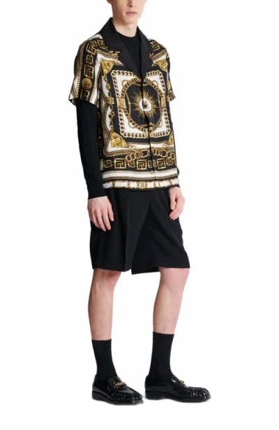 Balmain Printed Pyjama Shirt With Foulard Chaînes Pattern In Black
