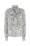 Balmain Printed Satin Shirt In White