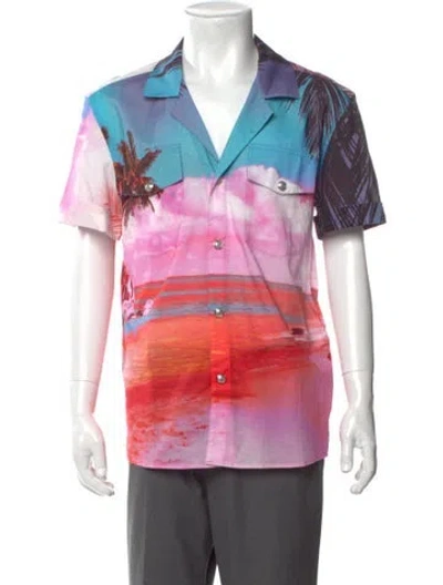 Pre-owned Balmain Printed Short Sleeve Shirt In Pink