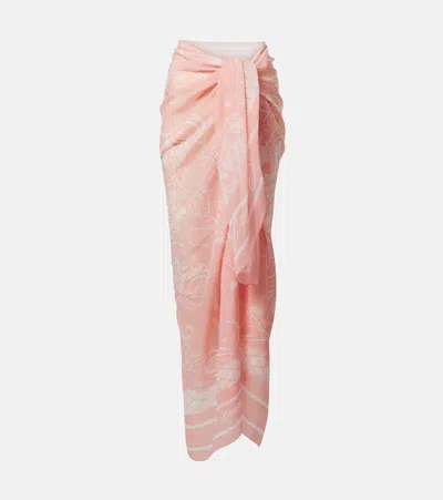 Balmain Printed Silk Beach Cover-up In Pink