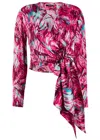 Balmain Feather-print Silk Blouse In Multi Print