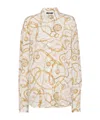 Balmain Logo Printed Silk Shirt In Neutral